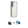 MARSİLYAN™- Galaxy S23 Kılıf Vadi Minimal - Siyah 3D Antistatik Cam Ekran Koruyucu + Kamera Lens Koruma Cam - SF