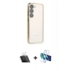 MARSİLYAN™- Galaxy S23 Kılıf Vadi Minimal - Siyah 3D Antistatik Cam Ekran Koruyucu + Kamera Lens Koruma Cam - SF