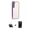 MARSİLYAN™- Galaxy S23 Kılıf Vadi Minimal - Siyah 3D Antistatik Hayalet Cam Ekran Koruyucu + Kamera Lens Koruma Cam - SF