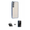 MARSİLYAN™- Galaxy S23 Kılıf Vadi Minimal - Siyah 3D Antistatik Hayalet Cam Ekran Koruyucu + Kamera Lens Koruma Cam - SF