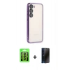 MARSİLYAN™- Galaxy S23 Kılıf Vadi Minimal - Siyah 3D Antistatik Hayalet Cam Ekran Koruyucu + Raze Metal Kamera Lens - SH
