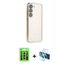 MARSİLYAN™- Galaxy S23 Kılıf Vadi Minimal - Siyah 3D Antistatik Seramik Nano Ekran Koruyucu + Raze Metal Kamera Lens - MR