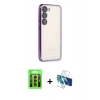 MARSİLYAN™- Galaxy S23 Kılıf Vadi Minimal - Siyah 3D Antistatik Seramik Nano Ekran Koruyucu + Raze Metal Kamera Lens - MR