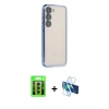 MARSİLYAN™- Galaxy S23 Kılıf Vadi Minimal - Siyah 3D Antistatik Seramik Nano Ekran Koruyucu + Raze Metal Kamera Lens - MR