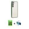 MARSİLYAN™- Galaxy S23 Kılıf Vadi Minimal - Siyah 3D Antistatik Seramik Nano Ekran Koruyucu + Raze Metal Kamera Lens - MR