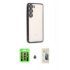 MARSİLYAN™- Galaxy S23 Kılıf Vadi Minimal - Siyah 6D Mat Seramik Hayalet Nano Ekran Koruyucu + Raze Metal Kamera Lens - MR