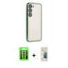 MARSİLYAN™- Galaxy S23 Kılıf Vadi Minimal - Siyah 6D Mat Seramik Hayalet Nano Ekran Koruyucu + Raze Metal Kamera Lens - YL