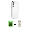 MARSİLYAN™- Galaxy S23 Kılıf Vadi Minimal - Siyah Mat Seramik Nano Ekran Koruyucu + Raze Metal Kamera Lens - SH