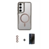 MARSİLYAN™- Galaxy S23 Kılıf Yadigar Klasik Özel Seri - Siyah 3D Antistatik Hayalet Cam Ekran Koruyucu + Metal Kamera Lens - KI