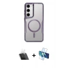 MARSİLYAN™- Galaxy S23 Kılıf Yadigar Klasik Özel Seri - Siyah 3D Antistatik Seramik Nano Ekran Koruyucu + Kamera Lens Koruma Cam - SF