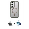 MARSİLYAN™- Galaxy S23 Kılıf Yadigar Klasik Özel Seri - Siyah 3D Antistatik Seramik Nano Ekran Koruyucu + Kamera Lens Koruma Cam - SF