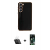 MARSİLYAN™- Galaxy S23 Kılıf Yankı Serisi - Şeffaf 360 Full Body Arka Koruyucu + Kamera Lens Koruma Cam - SF