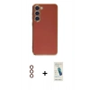 MARSİLYAN™- Galaxy S23 Kılıf Yankı Serisi - Şeffaf Pasifik Cam Ekran Koruyucu + Metal Kamera Lens - KI
