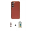 MARSİLYAN™- Galaxy S23 Kılıf Yankı Serisi - Şeffaf Polymer Nano Ekran Koruyucu + Metal Kamera Lens - KI