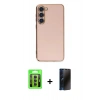 MARSİLYAN™- Galaxy S23 Kılıf Yankı Serisi - Siyah 3D Antistatik Hayalet Cam Ekran Koruyucu + Raze Metal Kamera Lens - MR