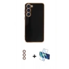 MARSİLYAN™- Galaxy S23 Kılıf Yankı Serisi - Siyah 3D Antistatik Seramik Nano Ekran Koruyucu + Metal Kamera Lens - KI