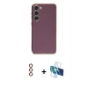 MARSİLYAN™- Galaxy S23 Kılıf Yankı Serisi - Siyah 3D Antistatik Seramik Nano Ekran Koruyucu + Metal Kamera Lens - KI