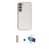 MARSİLYAN™- Galaxy S23 Kılıf Yankı Serisi - Siyah 3D Antistatik Seramik Nano Ekran Koruyucu + Metal Kamera Lens - KI