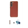 MARSİLYAN™- Galaxy S23 Kılıf Yankı Serisi - Siyah 3D Antistatik Seramik Nano Ekran Koruyucu + Metal Kamera Lens - KI