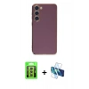 MARSİLYAN™- Galaxy S23 Kılıf Yankı Serisi - Siyah 3D Antistatik Seramik Nano Ekran Koruyucu + Raze Metal Kamera Lens - SI