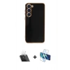 MARSİLYAN™- Galaxy S23 Kılıf Yankı Serisi - Siyah 3D Antistatik Seramik Nano Ekran Koruyucu + Kamera Lens Koruma Cam - SF