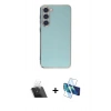 MARSİLYAN™- Galaxy S23 Kılıf Yankı Serisi - Siyah 3D Antistatik Seramik Nano Ekran Koruyucu + Kamera Lens Koruma Cam - SF
