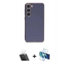 MARSİLYAN™- Galaxy S23 Kılıf Yankı Serisi - Siyah 3D Antistatik Seramik Nano Ekran Koruyucu + Kamera Lens Koruma Cam - SF