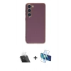 MARSİLYAN™- Galaxy S23 Kılıf Yankı Serisi - Siyah 3D Antistatik Seramik Nano Ekran Koruyucu + Kamera Lens Koruma Cam - SF