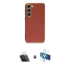 MARSİLYAN™- Galaxy S23 Kılıf Yankı Serisi - Siyah 3D Antistatik Seramik Nano Ekran Koruyucu + Kamera Lens Koruma Cam - SF