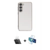 MARSİLYAN™- Galaxy S23 Kılıf Yankı Serisi - Siyah 3D Antistatik Seramik Nano Ekran Koruyucu + Kamera Lens Koruma Cam - SF