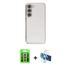 MARSİLYAN™- Galaxy S23 Kılıf Yankı Serisi - Siyah 3D Antistatik Seramik Nano Ekran Koruyucu + Raze Metal Kamera Lens - YL