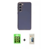 MARSİLYAN™- Galaxy S23 Kılıf Yankı Serisi - Siyah 6D Mat Seramik Hayalet Nano Ekran Koruyucu + Raze Metal Kamera Lens - SI