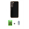 MARSİLYAN™- Galaxy S23 Kılıf Yankı Serisi - Siyah Joko Magic 5D Cam + Raze Metal Kamera Lens - SH