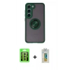 MARSİLYAN™- Galaxy S23 Kılıf Yörünge Çizgi - Şeffaf Polymer Nano Ekran Koruyucu + Raze Metal Kamera Lens - GI