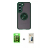 MARSİLYAN™- Galaxy S23 Kılıf Yörünge Çizgi - Siyah 6D Mat Seramik Hayalet Nano Ekran Koruyucu + Raze Metal Kamera Lens - MR