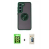MARSİLYAN™- Galaxy S23 Kılıf Yörünge Çizgi - Siyah 6D Mat Seramik Hayalet Nano Ekran Koruyucu + Raze Metal Kamera Lens - SI