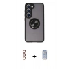 MARSİLYAN™- Galaxy S23 Kılıf Yörünge Çizgi - Siyah Joko Magic 5D Cam + Metal Kamera Lens - KI