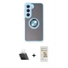 MARSİLYAN™- Galaxy S23 Kılıf Yörünge Çizgi - Siyah Mat Seramik Nano Ekran Koruyucu + Kamera Lens Koruma Cam - SF