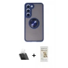 MARSİLYAN™- Galaxy S23 Kılıf Yörünge Çizgi - Siyah Mat Seramik Nano Ekran Koruyucu + Kamera Lens Koruma Cam - SF