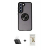 MARSİLYAN™- Galaxy S23 Kılıf Yörünge Çizgi - Siyah Mat Seramik Nano Ekran Koruyucu + Kamera Lens Koruma Cam - SF