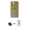 MARSİLYAN™- Galaxy S23 Kılıf Yörünge Çizgi - Siyah Mat Seramik Nano Ekran Koruyucu + Kamera Lens Koruma Cam - SF