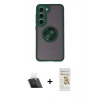 MARSİLYAN™- Galaxy S23 Kılıf Yörünge Çizgi - Siyah Mat Seramik Nano Ekran Koruyucu + Kamera Lens Koruma Cam - SF
