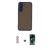 MARSİLYAN™- Galaxy S23 Plus Kılıf Ahenk Çizgi Serisi - Şeffaf 360 Full Body Arka Koruyucu + Metal Kamera Lens - KI
