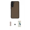 MARSİLYAN™- Galaxy S23 Plus Kılıf Ahenk Çizgi Serisi - Şeffaf Pasifik Cam Ekran Koruyucu + Metal Kamera Lens - KI