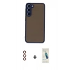 MARSİLYAN™- Galaxy S23 Plus Kılıf Ahenk Çizgi Serisi - Şeffaf Pasifik Cam Ekran Koruyucu + Metal Kamera Lens - KI