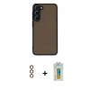 MARSİLYAN™- Galaxy S23 Plus Kılıf Ahenk Çizgi Serisi - Şeffaf Polymer Nano Ekran Koruyucu + Metal Kamera Lens - KI