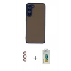MARSİLYAN™- Galaxy S23 Plus Kılıf Ahenk Çizgi Serisi - Şeffaf Polymer Nano Ekran Koruyucu + Metal Kamera Lens - KI