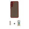 MARSİLYAN™- Galaxy S23 Plus Kılıf Ahenk Çizgi Serisi - Şeffaf Polymer Nano Ekran Koruyucu + Metal Kamera Lens - KI