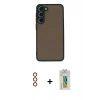 MARSİLYAN™- Galaxy S23 Plus Kılıf Ahenk Çizgi Serisi - Şeffaf Polymer Nano Ekran Koruyucu + Metal Kamera Lens - KI