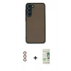 MARSİLYAN™- Galaxy S23 Plus Kılıf Ahenk Çizgi Serisi - Siyah 20D Premium Cam Ekran Koruyucu + Metal Kamera Lens - KI